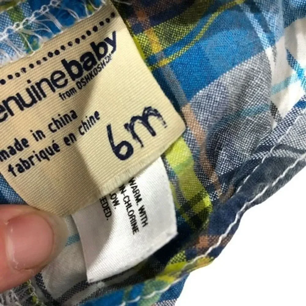 Genuine Baby from Oshkosh Overall Salopette Bib Plaid Jumper Size 6M